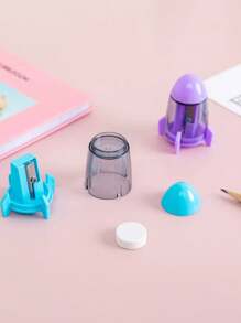 3pcs Creative Rocket/Spacecraft Shaped Single Hole Student Pencil Sharpener Office School Supplies