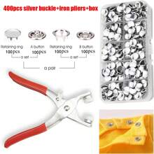 EDCUEBE7 Bộ 402 nút bấm 5 chấu nhiều màu, nút bấm bằng thép không gỉ kèm kìm, dùng để may vá, đồ thủ công tự làm, quần áo, mũ, túi xách, kèm hộp đựng đồ dùng may vá (Màu sắc ngẫu nhiên) - Nhiều màu - Xem 5