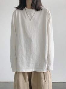 宽松长袖 T 恤，女士休闲汗衫