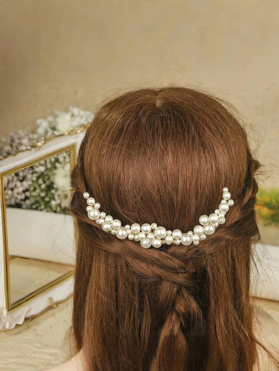 Vintage Faux Pearl Hairpins Fashion Bridal Accessories, Handmade Updo Hair Clips For Wedding Party, Women Valentine's Day Accessories - White - View 1