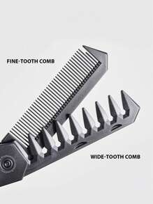 1 pieza Peine plegable para hombres, para cabeza grasa y cabeza ancha, con dientes anchos y textura para modelado, portátil para viajes, con dientes finos para corte de cabello y multifuncional para arreglo de barba