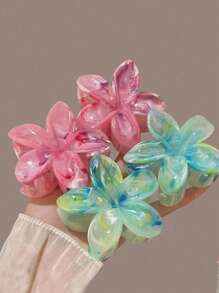 4 piezas Pinza de pelo de flor sobredimensionada de acrílico degradado para mujeres, decoración minimalista y elegante para peinado de moño, accesorio de pelo elegante para viajes y uso diario