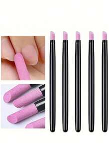 [5pcs/1set] Quartz & Ceramic Nail Polishing & Carving Pen Kit, 45 Degree Cuticle & Skin Remover, Nail Polish, Nail File, Smooth Rock Stone, Natural Nail Gel