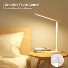1pc Touch Control Table Lamp, Support Mobile Phone Charging, Three Levels Of Brightness Adjustment Desk Lamp, Suitable For Office Work And Reading - White - View 5
