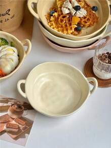 1 szt. Nowy projekt asymetrycznej ceramicznej podwójnej miski na uszy, domowa miska na owoce, minimalistyczna zastawa stołowa INS, miska na sałatkę, ładny styl