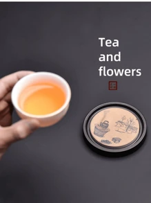 1pc Wooden Drink Coaster Holder Set, Creative Tea Cup Tray Storage Accessories, Heat Insulation Mat For Teapot & Tea Ceremony Back To School