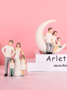 BUTILIVEEN 4 口之家雕像，4 口之家雕塑，家庭礼物，树脂家庭雕塑，适合周年生日圣诞节，树脂家庭雕像 - 彩色 - 查看 5