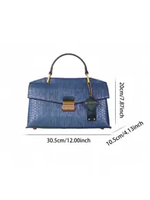 Túi xách da rắn xanh cổ điển cao cấp mới 2025, Túi tote thời trang sang trọng dành cho nữ, Túi đeo chéo vai nhẹ, dung tích lớn, Túi đeo chéo đa năng OL họa tiết da cá sấu và đà điểu - Màu xanh lam - Xem 13