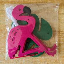 1pc Hawaiian Tropical Flamingo Summer Party Decor Banner Garland Bunting Tropical Jungle Banners Happy Birthday Decoration - Multicolor - View 4