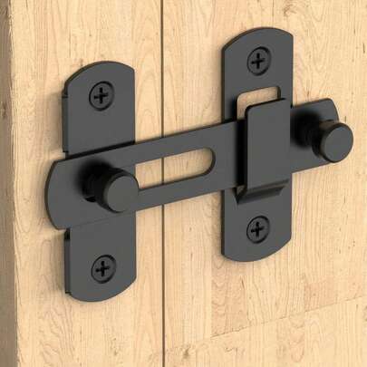 1pc Heavy-Duty Metal Gate Latch, 180° /90°Flip Sliding Bolt, Secure Locking For Pets, Garage, Bathroom & Garden, With Spring Mechanism