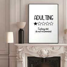 1pc, Canvas Hanging Picture, Framed, Poster, Wall Art, Adult Wall Art: Funny Letter Printing Poster, Indoor Use, Suitable For Living Room, Bedroom, Office, Bathroom, Kitchen, Art Print, Wall Decoration, Modern Style, Vintage Charm, Text Poster Gifts Birthday Graduation