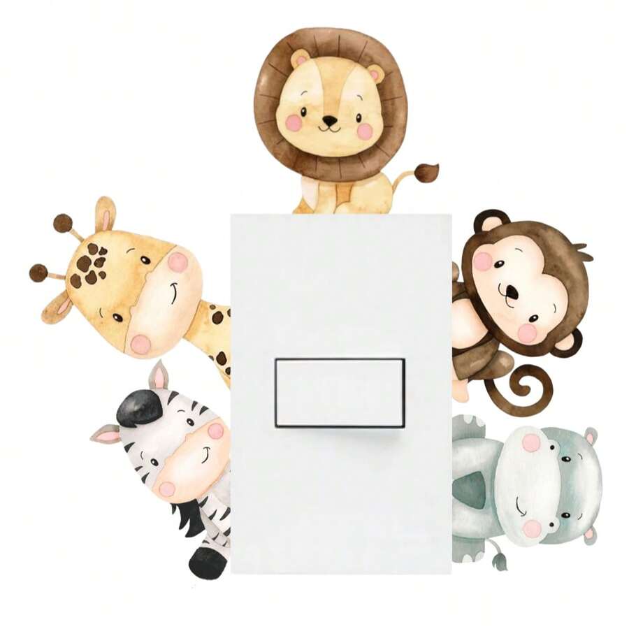 Adesivo para interruptor Animais Safari - Multicolorido - Visão 1