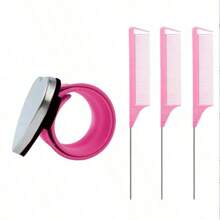 4把塑料发梳，适用于浓密/卷曲/稀疏/长/短发，男女通用，适合沙龙和家庭使用。磁性搭扣腕带，铁质吸盘发夹，缝纫用品，金属发夹造型工具梳，防静电发梳，美发造型工具，发饰