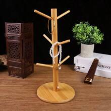 1pc Wooden Mug Holder Rack, Creative Cup Storage Organizer Drainer Shelf