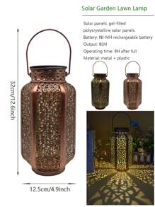 Đèn lồng treo ngoài trời năng lượng mặt trời, đèn LED trang trí bằng kim loại rỗng chống thấm nước, đèn treo để bàn kiểu retro tự động bật/tắt cho sân vườn, hiên nhà, lối đi, sân trước, đèn chiếu sáng cảnh quan năng lượng mặt trời cho trang trí Giáng sinh, Halloween và tiệc tùng. - Nhiều màu - Xem 4