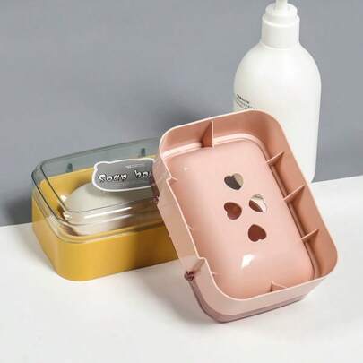 1pc New Flip Cover Soap Dish Drain Soap Container Holder, Simple Bathroom Soap Box Home Bathroom Decor Fall Decor Back To School