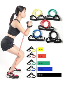 1pc Yoga Resistance Band With Handle - Suitable For Home Workout, Strength Training, Pilates And Shaping - Multifunctional Fitness Tool For Full-Body Exercise And Shaping Practice - Multicolor - View 8