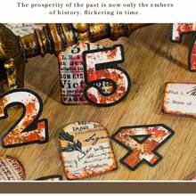 46pcs/Box Vintage Numerical Stickers, Creative Aesthetic Sticker Decals, DIY Decorative Collage Craft Materials, Holiday Gifts, Personalized Scrapbooking School Supplies