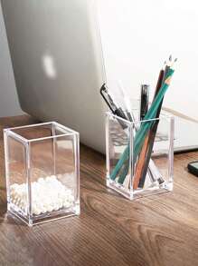 1 Soporte transparente de acrílico para brochas de maquillaje, cubo de almacenamiento creativo para brochas, caja de almacenamiento de plástico pequeña en forma de S, soporte de brochas en forma de diamante M, soporte de brochas en forma de diamante L3, caja de almacenamiento de cosméticos, para lápiz de labios, lápiz de cejas, brochas, papelería, decoración de escritorio, organizador de maquillaje, estuche de lápices con diseño de , caja de almacenamiento de brochas de maquillaje, para vacaciones en la playa, colección para baño, colección para dormitorio, gran capacidad