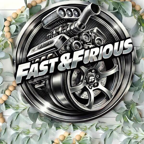 Fast And Furious 8x8 Inch Round Iron Wall Decor - Metal Sign For Home And Office Decor, Perfect Indoor/Outdoor Gift, Perfect Room Decor Gifts Birthday Graduation