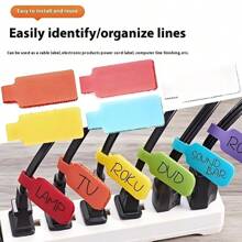 10 件装线缆标签钩环，彩色且可书写。自粘方便，电线分类带是最佳选择。清晰的标签确保有序、高效、专业的线缆管理。 - 彩色 - 查看 3