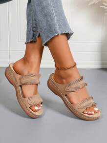 Women's Thick Sole Slippers, Casual Comfortable Flat Beach Sandals For Summer