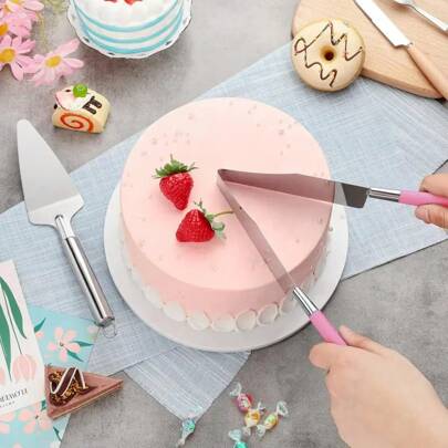1st rostfritt stål tårtskärare och serverset-Professionell tårtskärare för bröllop och födelsedagskalas, lämplig för alla aktiviteter av metallknivar.