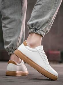 Men's Minimalist Comfy Low-Top Casual Slip-On Sneakers, Streetwear Versatile Unisex Lightweight Commuting Outdoor Flats - Brown - View 8