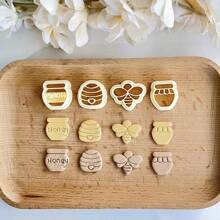 1pc/4pcs Soft Clay Earring Molds With Cute Bee, Honeypot, Honeycomb Shapes For DIY Soft Clay Earrings Jewelry Making - Beige - View 5