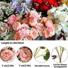 1 件/3 件人造玫瑰绣球牡丹混合花束，DIY 花环材料，婚礼装饰，生日派对，家居花瓶，户外花园装饰，圣诞礼物 - 淺粉色 - 查看 7