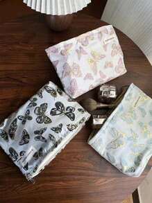 1 pieza/Bolsa de Maquillaje, Embrague, Bolsa de Cosméticos, Bolsa de Tocador, Bolsa para Maquillaje, Tela Jacquard, Diseño de Mariposa, Estilo Dulce, Moda Exquisita, Gran Capacidad, Liviana y Portátil, Para Ir y Venir, Cita, Regalo Ideal, Para Cualquier Ocasión, Accesorio Esencial para Mujeres Encantadoras