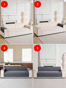 1pc Waterproof Corduroy Jacquard 4-Season Sofa Cushion Cover, Simplistic Modern Style Pet-Friendly Anti-Scratch Anti-Slip Sofa Slipcover, Suitable For 1/2/3/4-Seat Sofa In Living Room (Armrest Sold Separately)