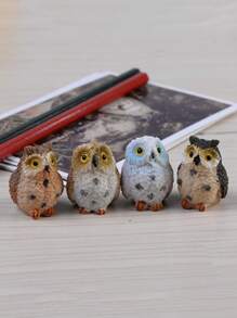 1/2/4pcs Resin Mini Owls, Miniature Figurines, Fairy Garden Accessories, Supplies, Animals For Garden, Micro Landscape, Plant Pots, Bonsai Craft Decor