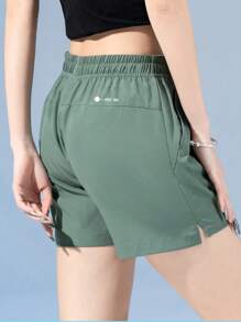 1pc Women's Quick Dry Breathable Athletic Shorts, Running Shorts & Beach Shorts - Dark Green - View 1