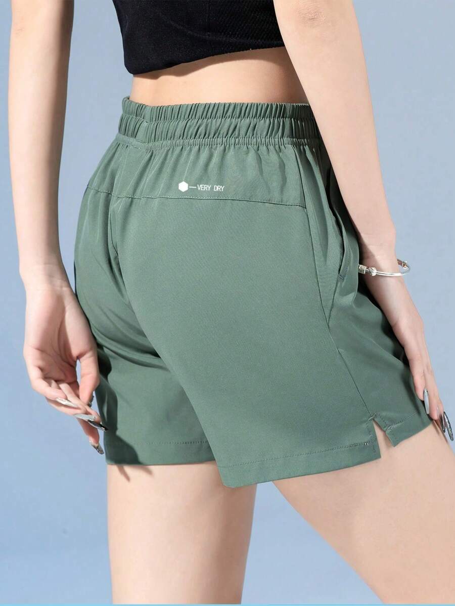 1pc Women's Quick Dry Breathable Athletic Shorts, Running Shorts & Beach Shorts - Dark Green - View 1