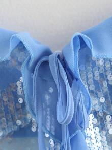 ZEVITY Áo ba lỗ chắp vá sequin dành cho nữ #2501 - Màu xanh lam - Xem 4