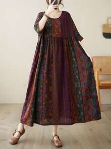 Bluzki, Sukienki damskie, Sukienki damskie w dużych rozmiarach, Arabskie ubrania na co dzień, Sukienka w paski, Letnia spódnica swobodna z okrągłym dekoltem i bez rękawów