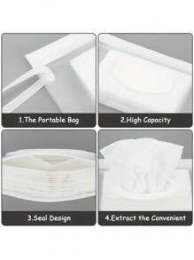 1pc EVA Portable Wet Wipes Bag, Semi-Transparent Travel Tissue Box, Lightweight Outdoor Mask Packaging, Zipper Closure, Family Essentials, White, Sewing Storage