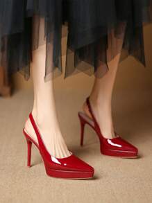 New Fashion High Heels Women's Shoes With Waterproof Platform, Pointed Toe And Hollow Out Design