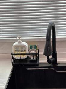 Multifunctional Kitchen Sink Organizer Rack, Counter Draining Rack, Sponge & Rag Hanging Basket, Faucet Side Mounted Rack - Multicolor - View 4