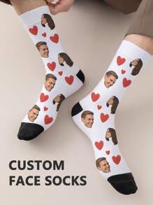 1 par de calcetines de tubo medio personalizados para hombres, con cualquier rostro impreso, calcetines personalizados con fotos, pareja de calcetines con imágenes personalizadas e interesantes, adecuados para el Día de San Valentín, cumpleaños, obsequios y otras ocasiones, perro, colorido, lindo, adorable, sencillo, divertido, personalizado, único, ideal para él, ideal para ella, novio, novia, familia, amigos, abuelos