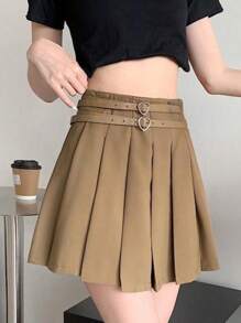 "Pleated Skirt. Classic And Super Versatile. Has Lining At The Bottom." - 鏽棕色 - 查看 3