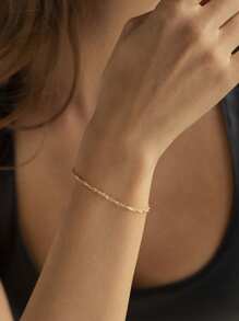 1 件简约不锈钢扁平十字链手链首饰女士 - 水波紋 - 查看 5