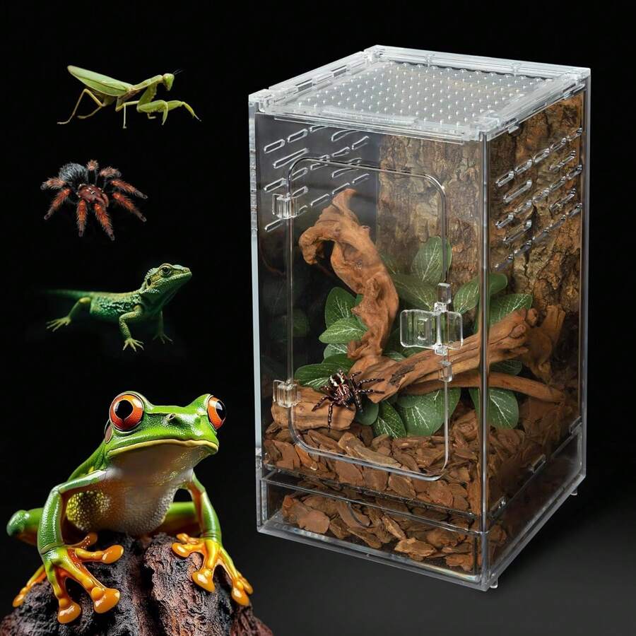 1pc Acrylic Lizard/Gecko/Snake/Tree Frog Reptile Terrarium Habitat Tank, Sold Separately Without Other Decorations - Multicolor - View 1