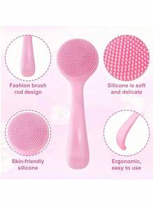 Juego de 4 piezas de cepillos faciales de silicona multifuncionales, cepillo facial exfoliante de doble cabeza de silicona, cepillo de doble cara, cepillo facial reutilizable, cepillo facial manual, adecuado para el cuidado y el masaje facial, cepillo exfoliante de silicona manual para eliminar los residuos de maquillaje, los puntos negros, el masaje facial y la limpieza profunda de la piel