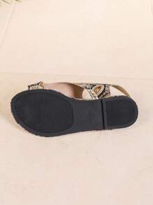 女士波西米亚风格向日葵印花钩环平底凉鞋，欧洲时尚休闲复古设计露趾平底凉鞋