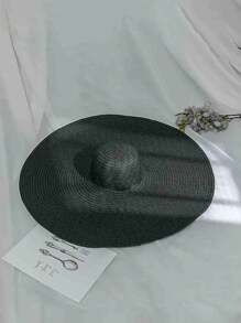 1pc Foldable Boho Style Oversized Brimmed Straw Sun Hat, Fashionable & Versatile, Suitable For Women Beach Holiday - Straw Hat - View 13