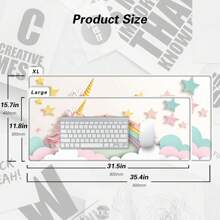 BHJLAXR Expanded Gaming Mouse Pad, Large Mouse Pad For Computer Keyboard & Mouse, Rubber Base & Stitched Edge Desktop Mat, 35.4" X 15.7" (Unicorn Design) - Color - View 2