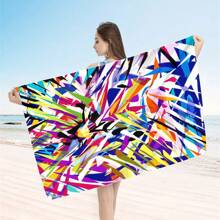 1pc Colorful Printed Beach Towel, 100% Polyester, Lightweight, Quick Dry, Absorbent, Modern Style, Rectangular Shape, Hand/Machine Washable, Suitable For Yoga, Travel, Swimming, Beach, Fitness, Camping, Bathroom, Valentine's Day, Birthday Gift Beach Essentials - Multicolor - View 52