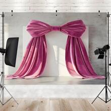 1PC Pink Velvet Bow Background Banner - Elegant Wall Decoration For Parties, Birthdays, Anniversaries, And Live Events - For Indoor/Outdoor Use, Perfect For Room, Garden, Or Courtyard Decoration